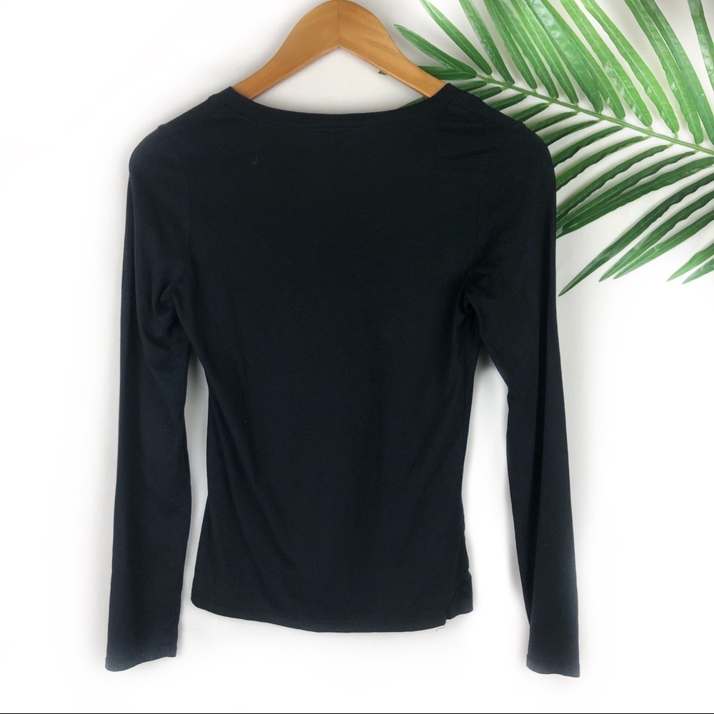 Calvin Klein Womens Black Long Sleeve V Neck Small - Picture 2 of 4